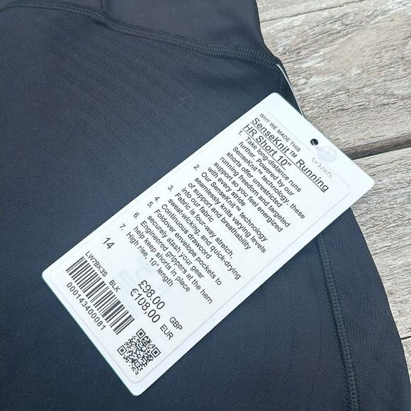Lululemon SenseKnit Running High-Rise Short 10" Black size 14 NWT - Picture 3 of 7